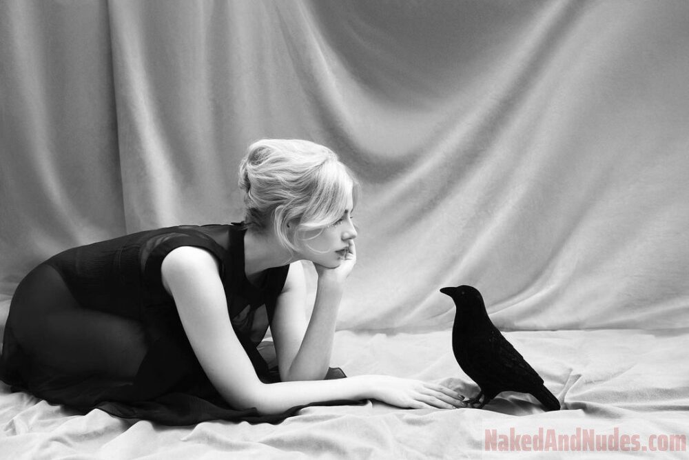 Lucy Boynton with a bird